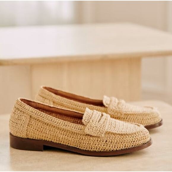 Sézane André Loafers Raffia FR 37 US 6.5 Women’s French Designer Shoes - Picture 1 of 10